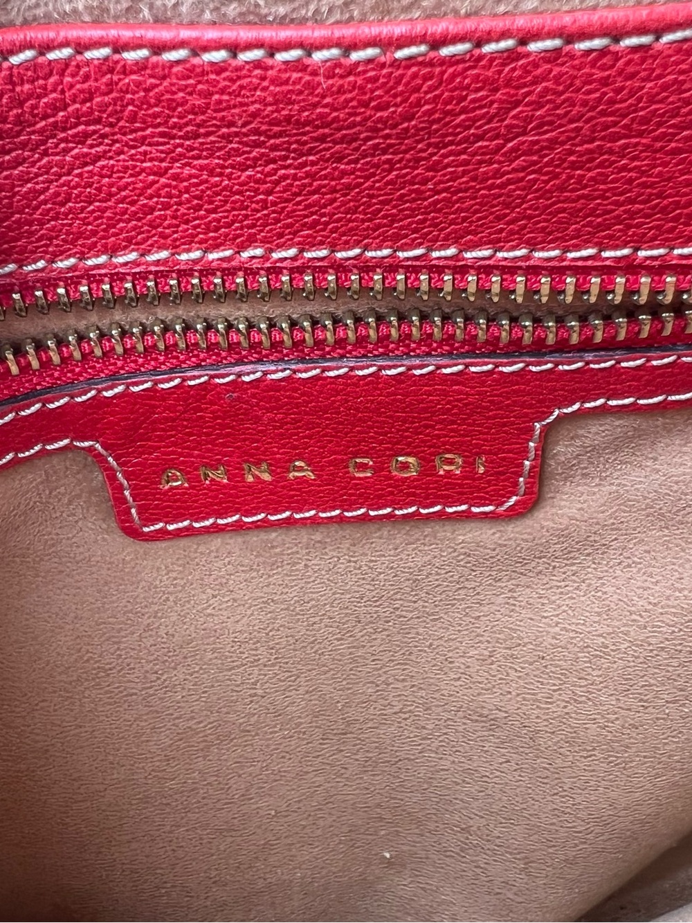 Anna Cori Rossa Vitello Red Leather Crossbody Saddle Bag - Picture 10 of 12